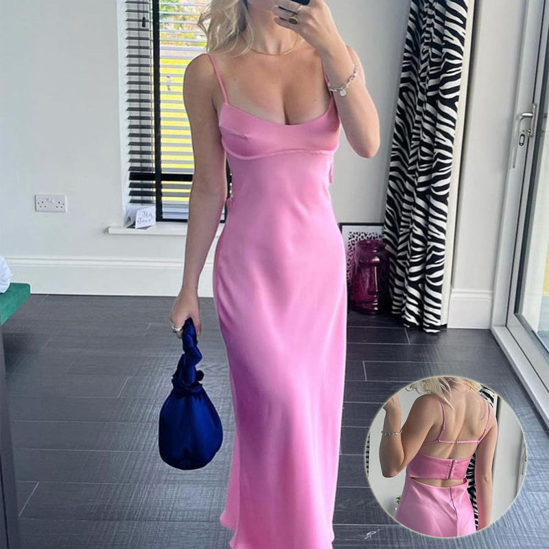 Women Camis Satin Long Dresses Elegant Sleeveless