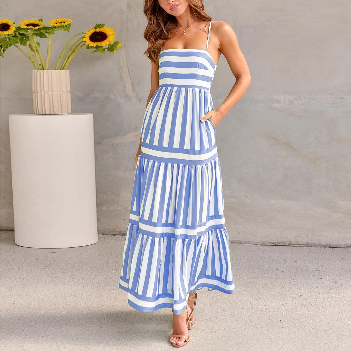 Summer Striped Printed Long Dress
