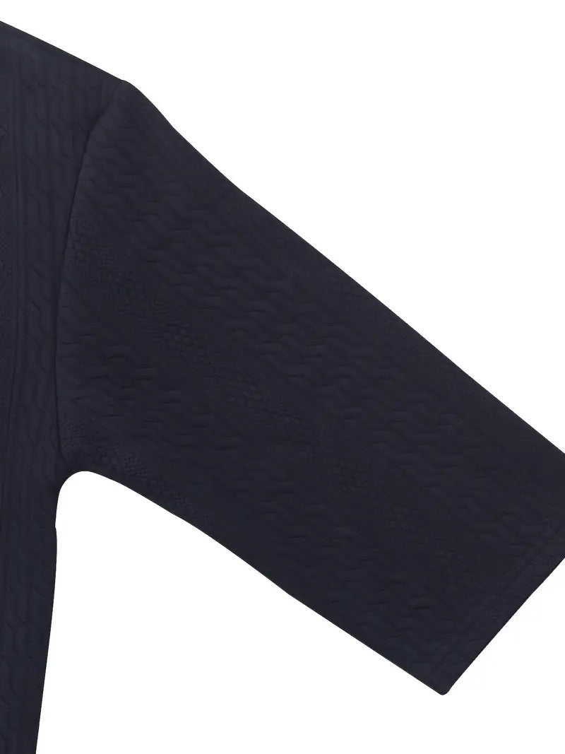 2pcs Men's Jacquard Solid Short Sleeve V Neck Shirt