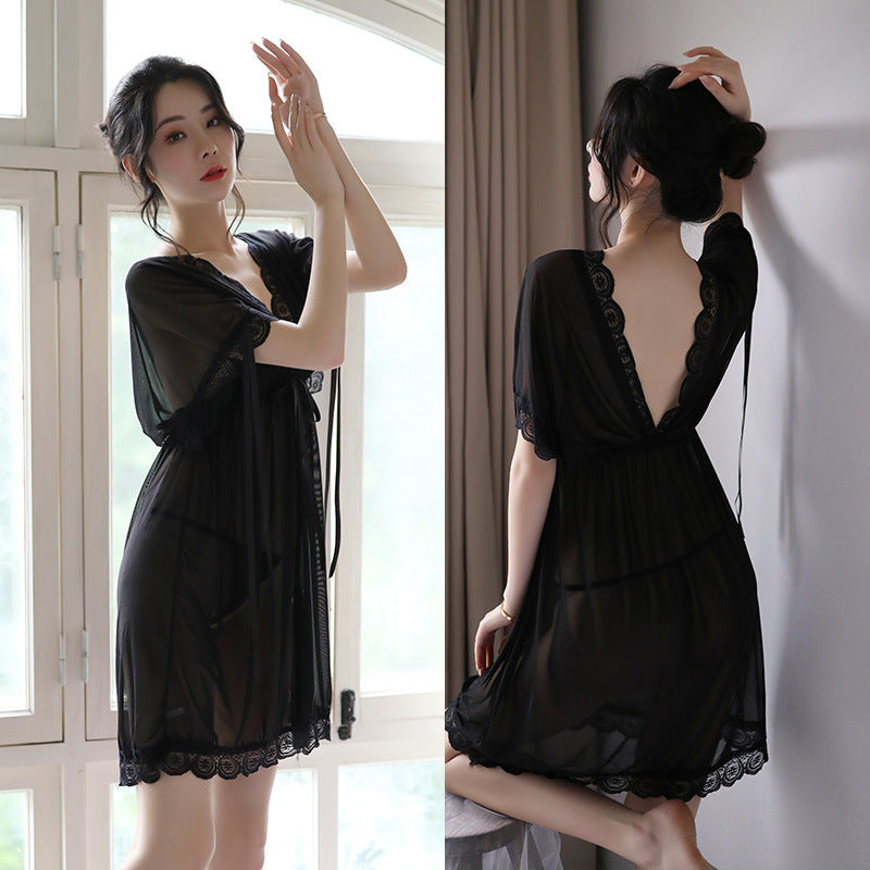 Nuisette Sexy V-Neck Woman Backless Night Wear