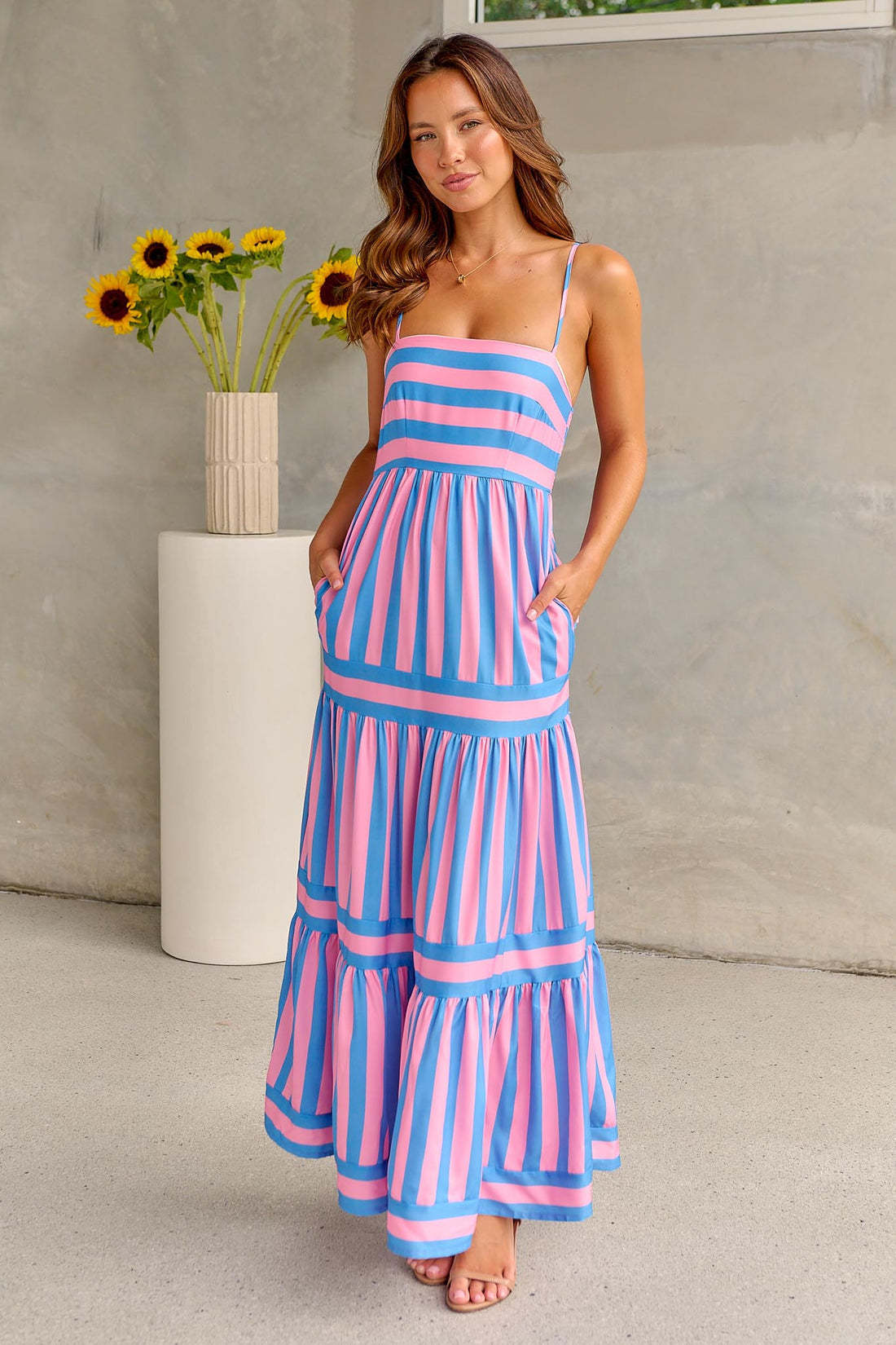 Summer Striped Printed Long Dress