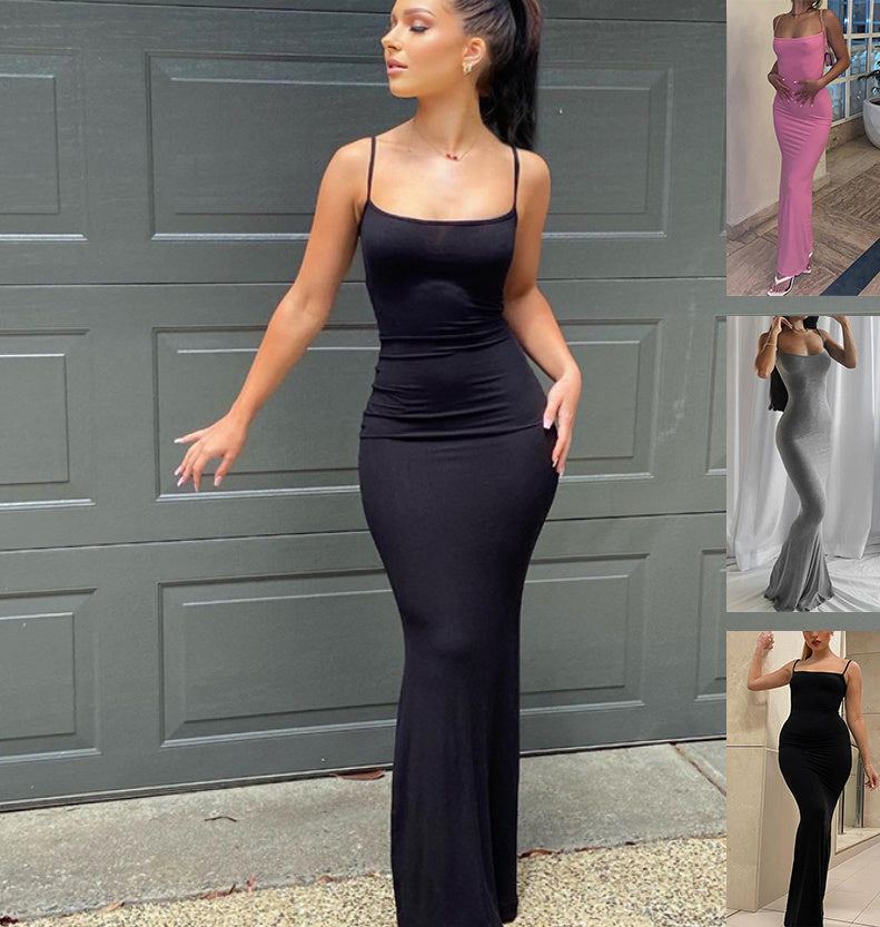 Spaghetti Strap Long Dress Women