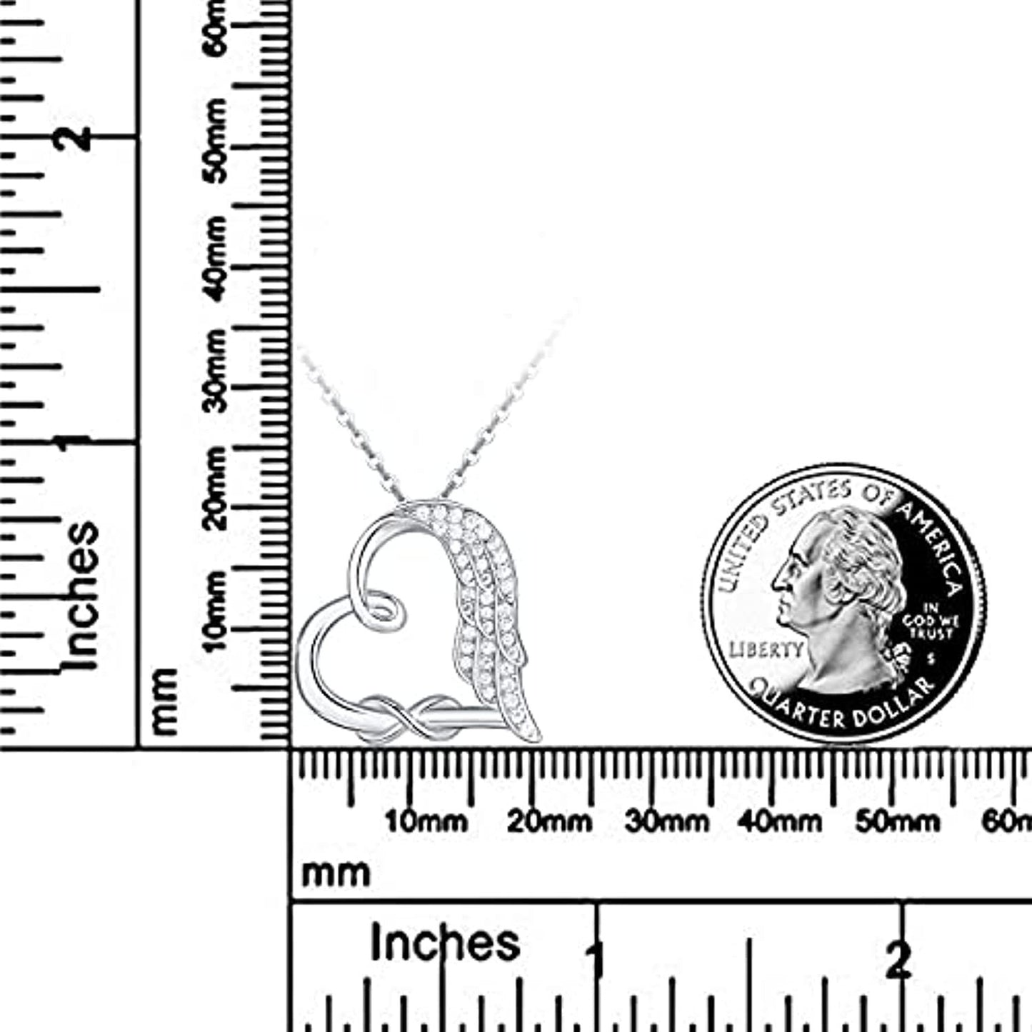 Sterling Silver Guardian Angel Wings Heart Shape Infinity For Women And Girls