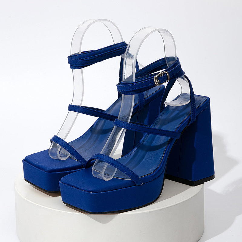 Strap Sandals Women High Heel Chunky