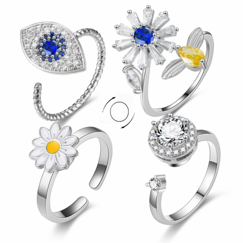 Rings Eyes Flowers Anxiety Rings For Women Fidget Spinner Ring Jewelry