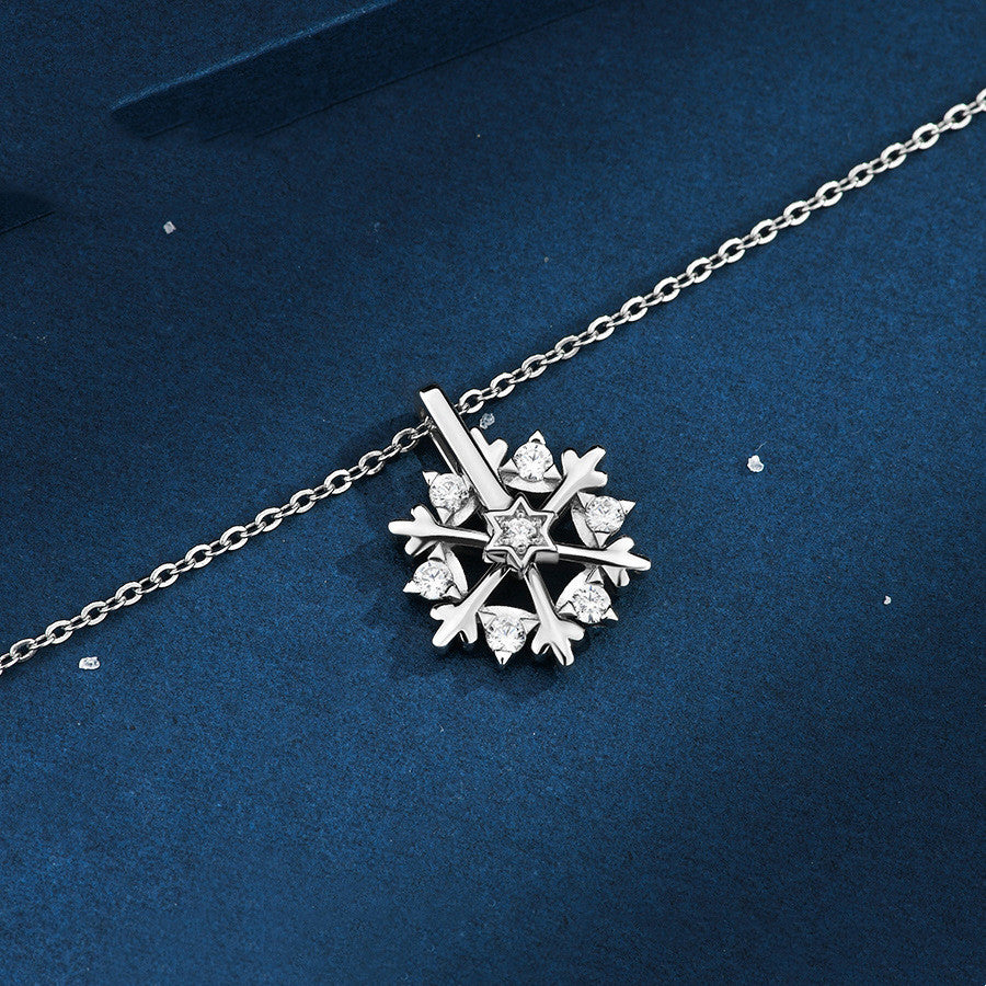 Silver Snowflake Necklace Women