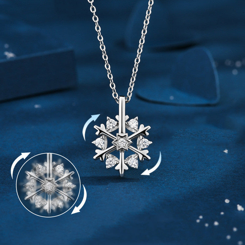 Silver Snowflake Necklace Women