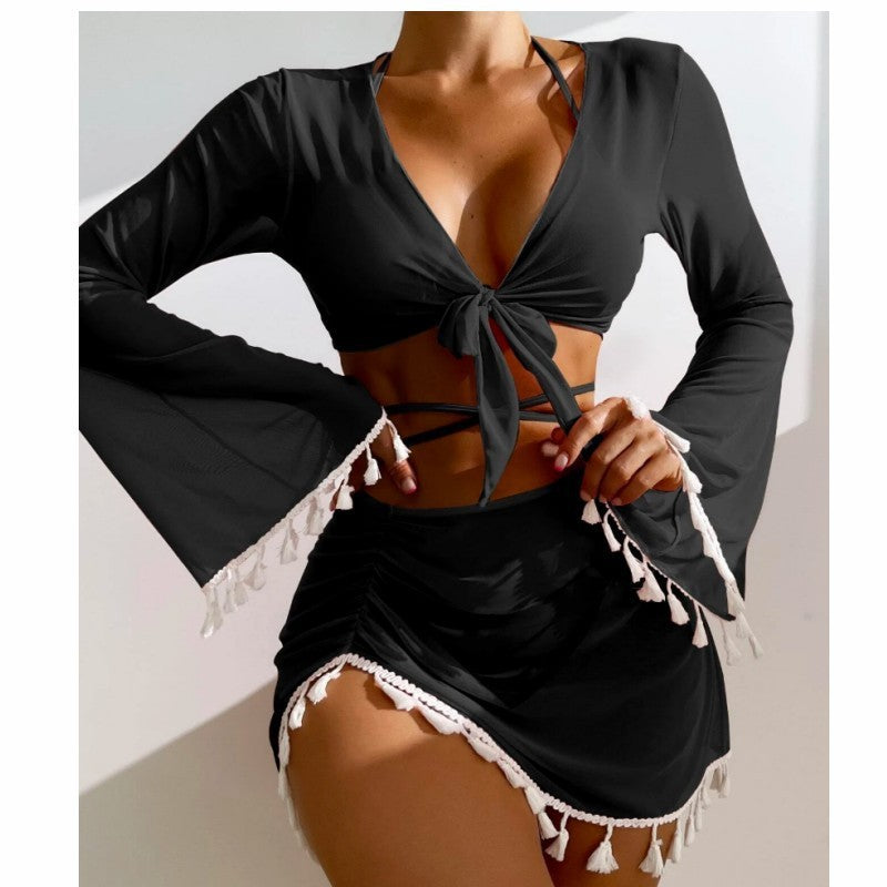 4pcs Solid Color Bikini