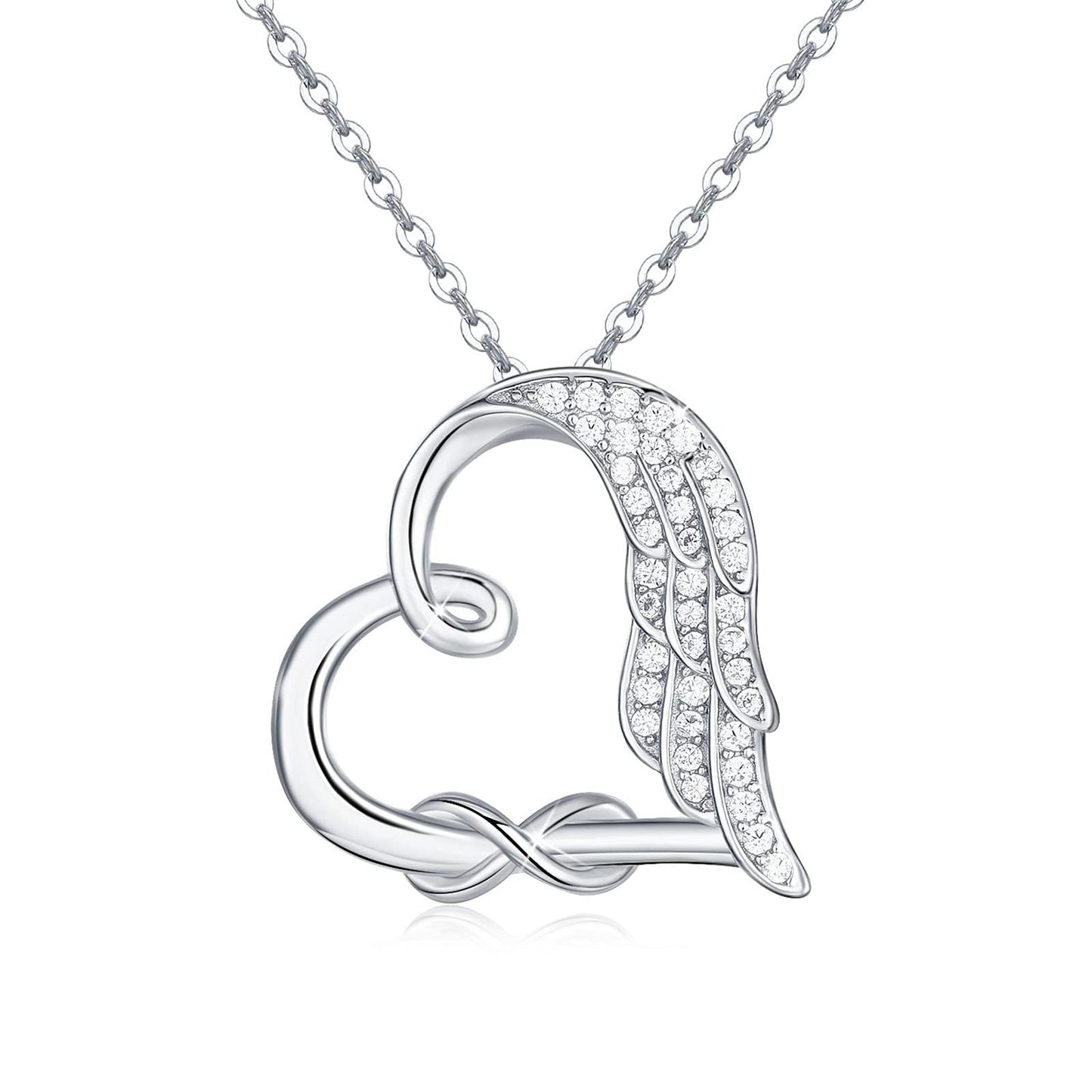 Sterling Silver Guardian Angel Wings Heart Shape Infinity For Women And Girls