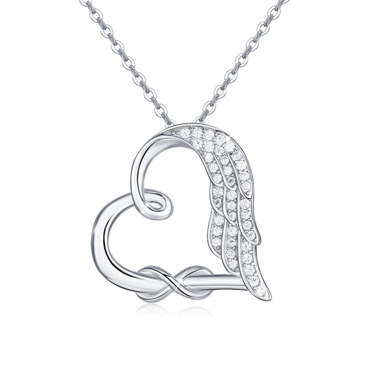 Sterling Silver Guardian Angel Wings Heart Shape Infinity For Women And Girls