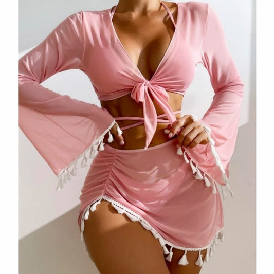4pcs Solid Color Bikini