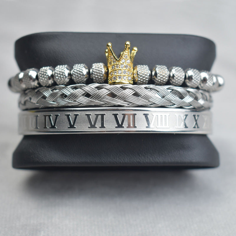 Pineapple Ball Crown Twist Woven Mesh With Diamond Digital Bracelet Set of best quality