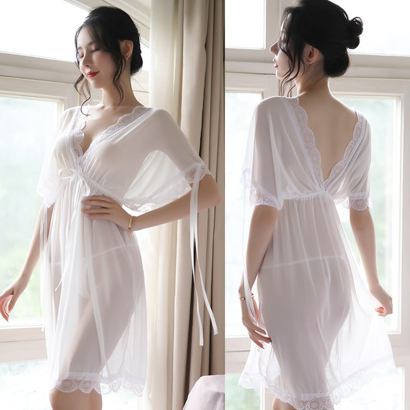 Nuisette Sexy V-Neck Woman Backless Night Wear