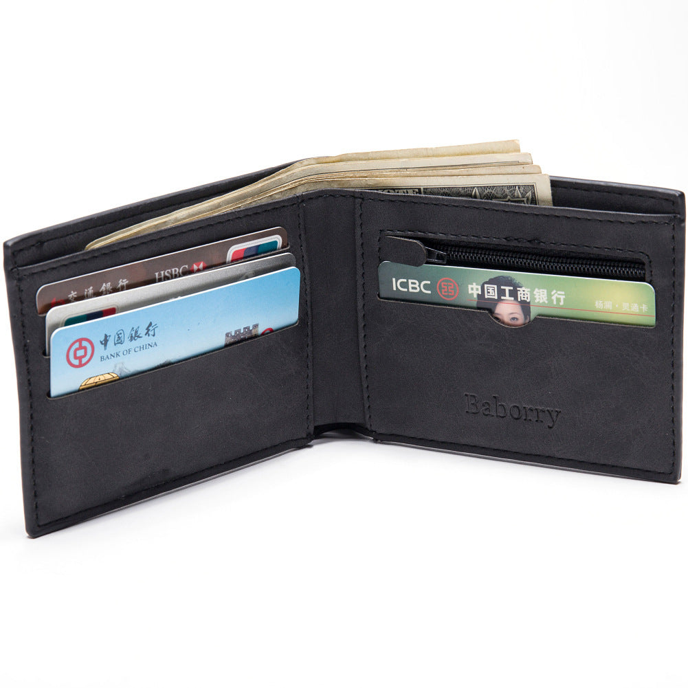 Fashion Men Wallets Mens Wallet with Coin Bag Zipper
