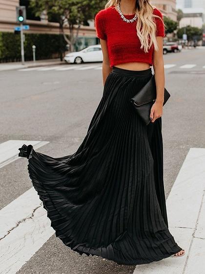 Girls High Waist Long Skirt
