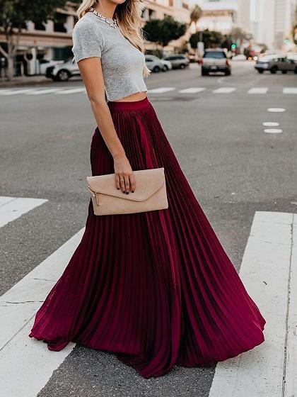 Girls High Waist Long Skirt