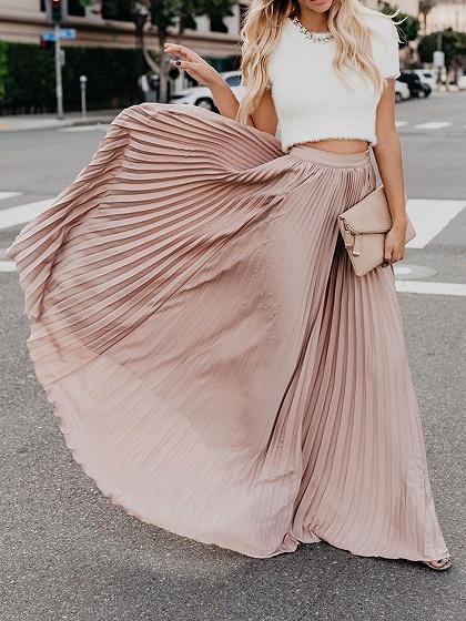 Girls High Waist Long Skirt