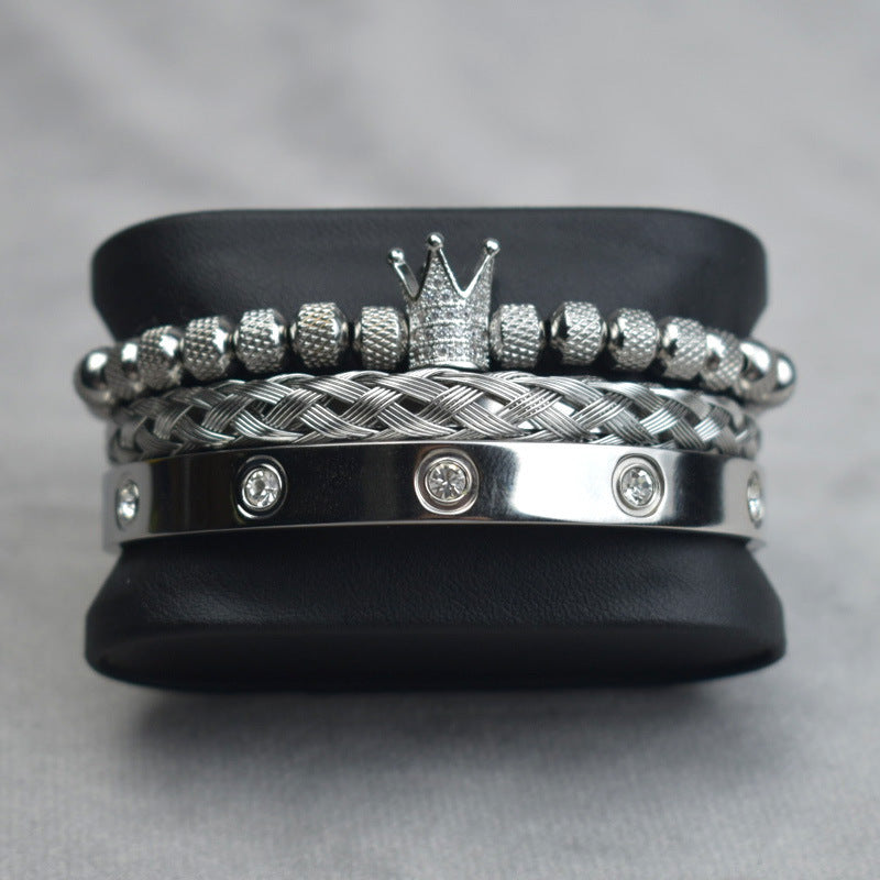 Pineapple Ball Crown Twist Woven Mesh With Diamond Digital Bracelet Set of best quality