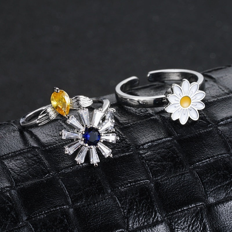 Rings Eyes Flowers Anxiety Rings For Women Fidget Spinner Ring Jewelry