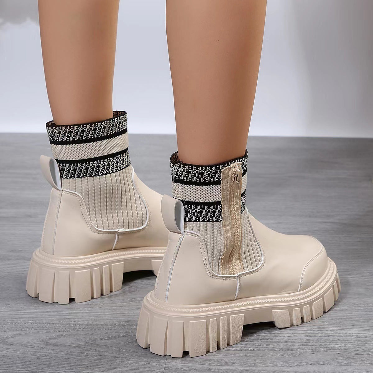 Fashion Mid-tube Boots With Zipper Desig Shoes Winter