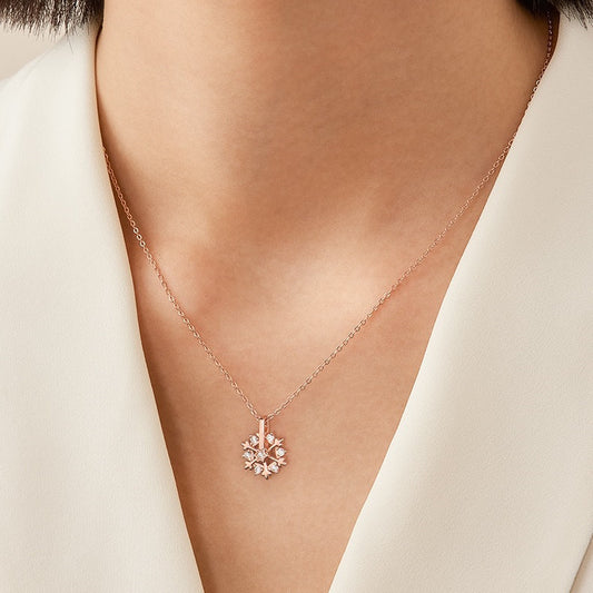 Silver Snowflake Necklace Women