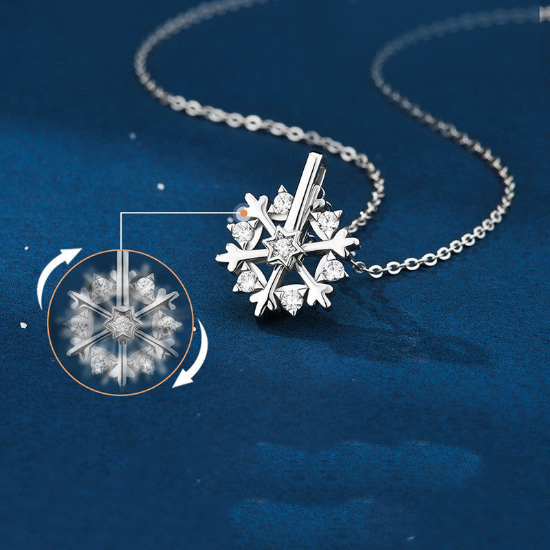 Silver Snowflake Necklace Women
