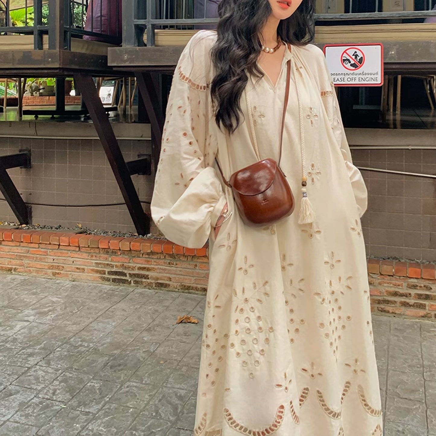 Retro Ethnic Travel Holiday Embroidered Long Dress
