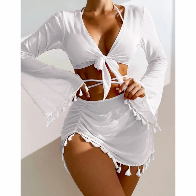 4pcs Solid Color Bikini