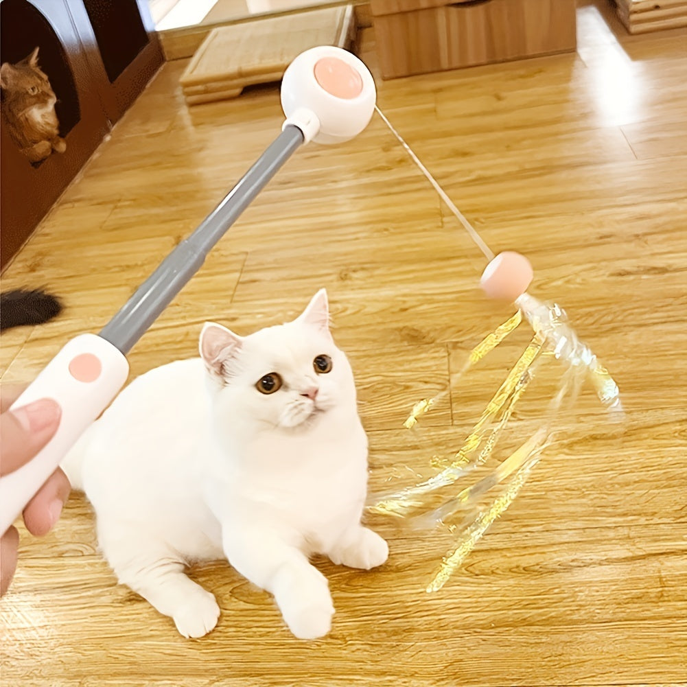 Cat Teaser Stick, Retractable Cat Wand With Replacement Head