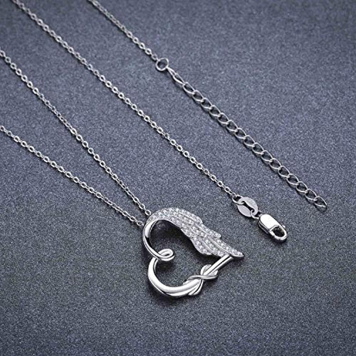 Sterling Silver Guardian Angel Wings Heart Shape Infinity For Women And Girls