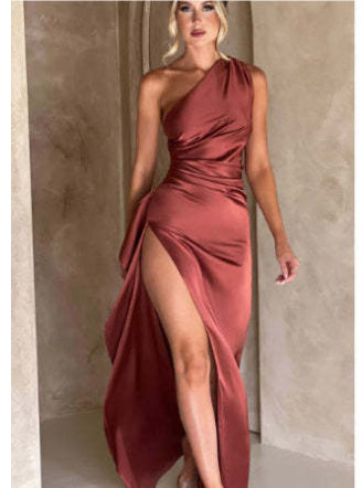 Sexy One-shoulder Backless Slit Dress Summer