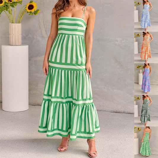 Summer Striped Printed Long Dress