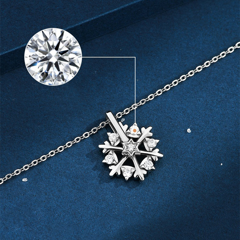 Silver Snowflake Necklace Women