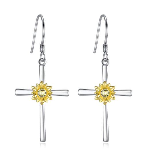 Dangle Drop Hooks Earrings Sunflower Flower Jewelry Gifts for Women Teens Birthday