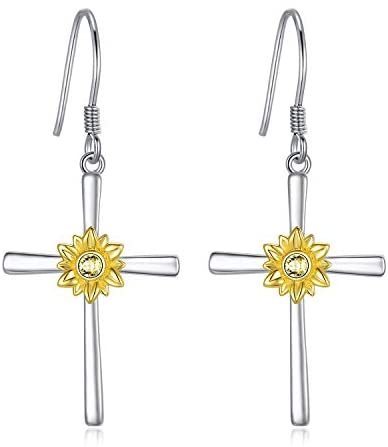 Dangle Drop Hooks Earrings Sunflower Flower Jewelry Gifts for Women Teens Birthday