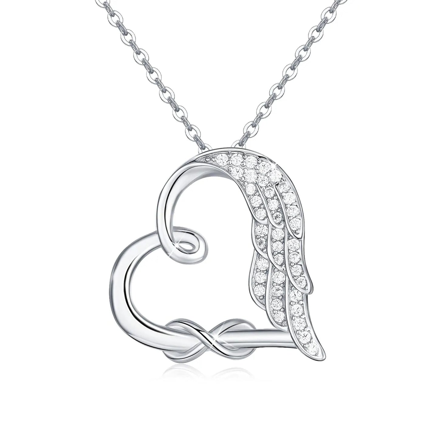 Sterling Silver Guardian Angel Wings Heart Shape Infinity For Women And Girls