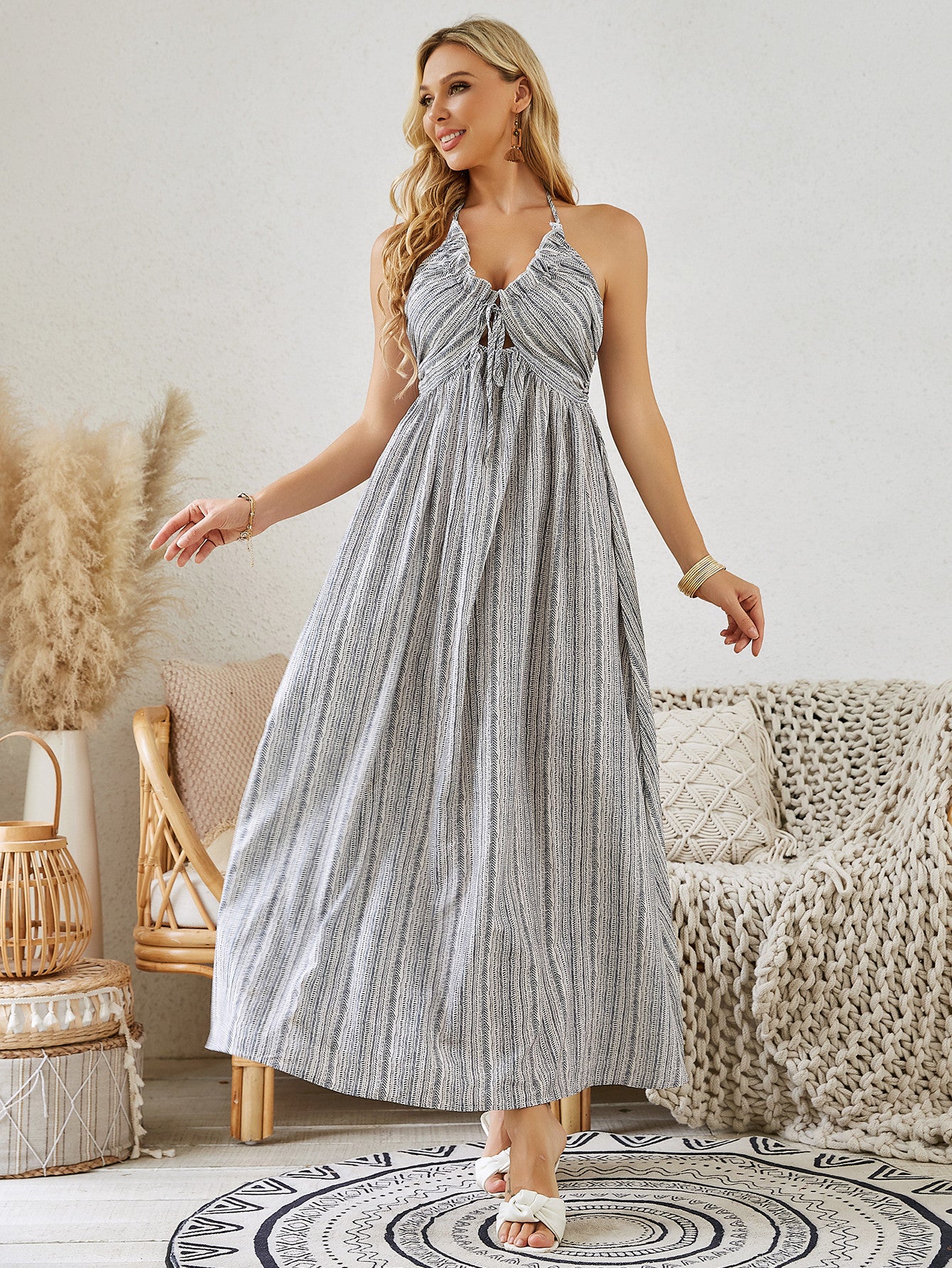 Bohemian Halter Maxi Dress