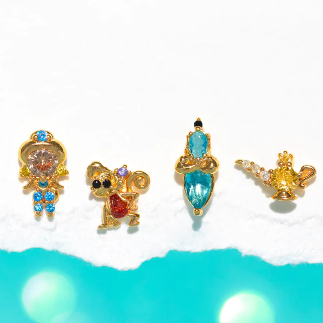 925 Silver Needle Plating 18K Gold Fairy Tale Cartoon Earrings