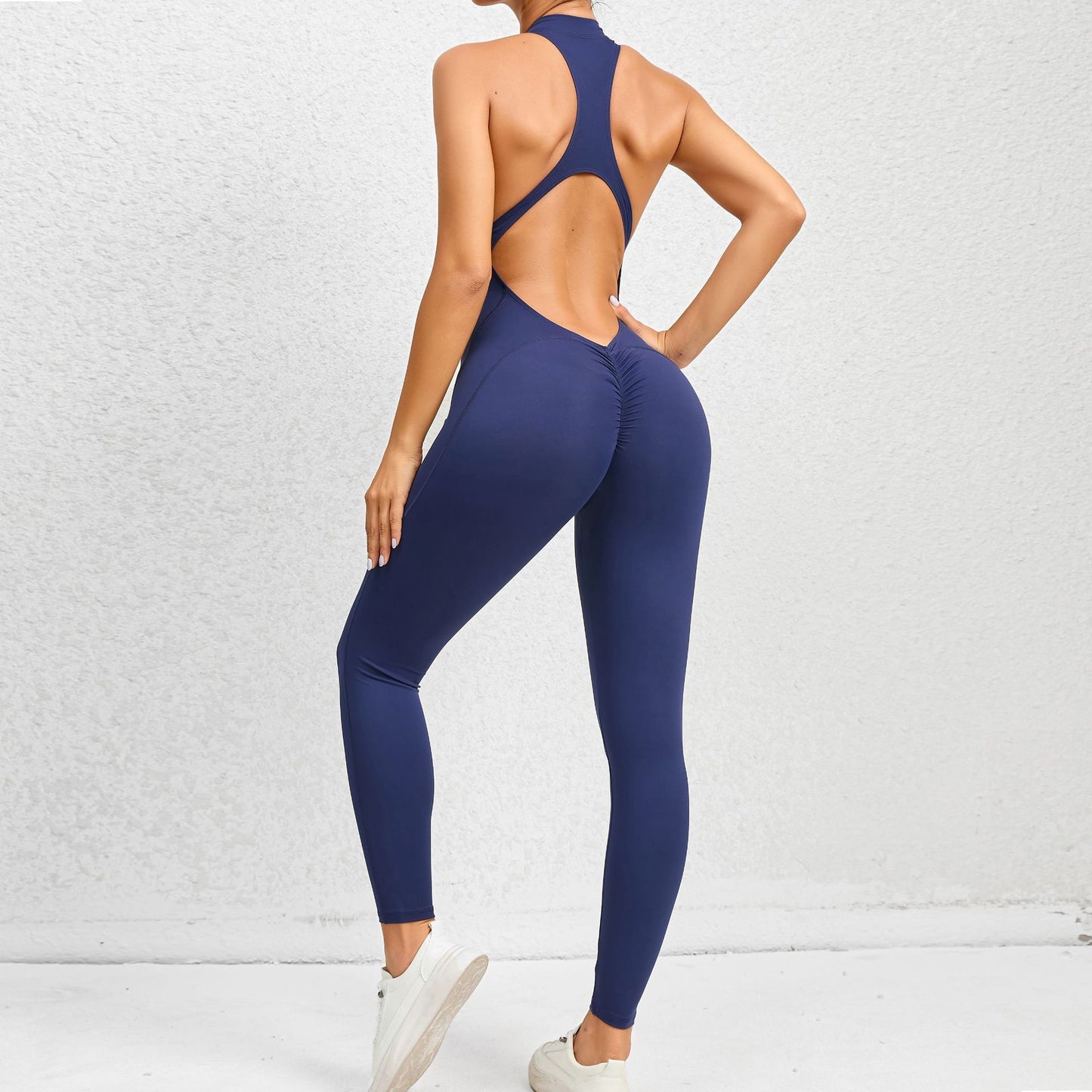 Zippered Yoga Fitness Jumpsuit Sleeveless
