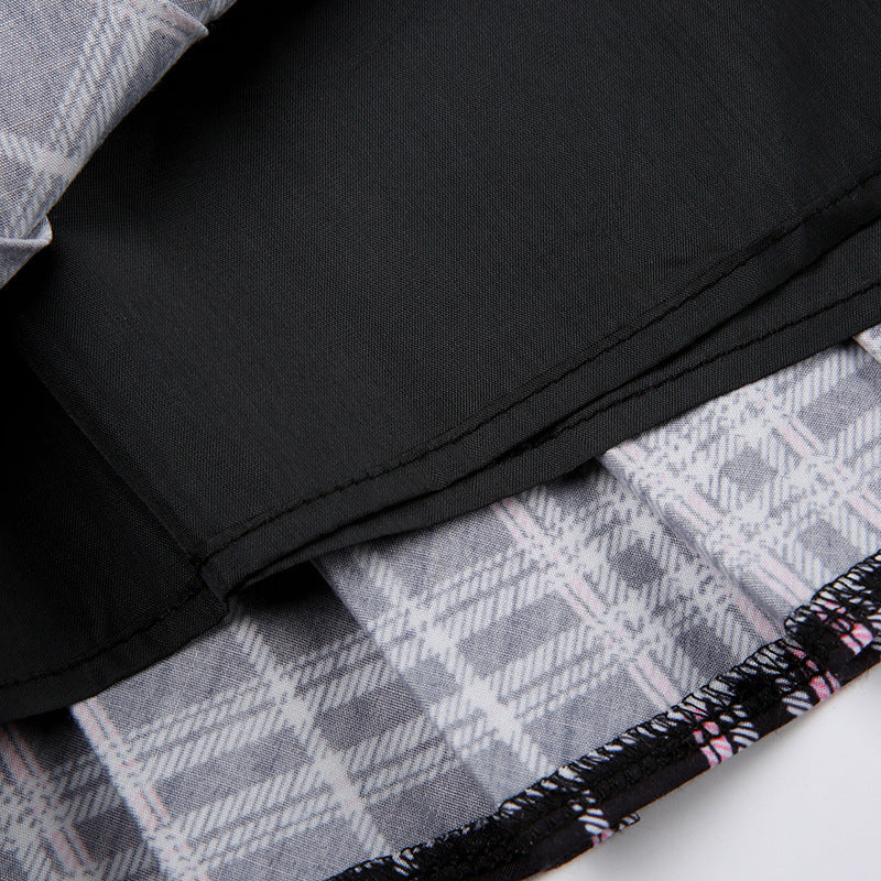 Low Waist Plaid Retro Pleated Skirt