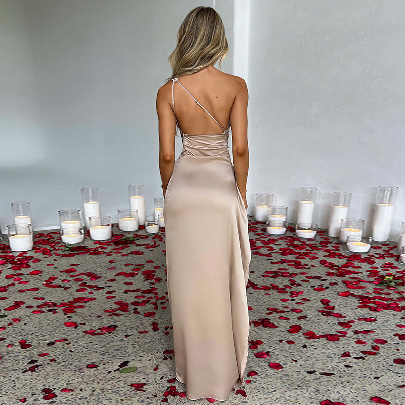 Sexy One-shoulder Backless Slit Dress Summer