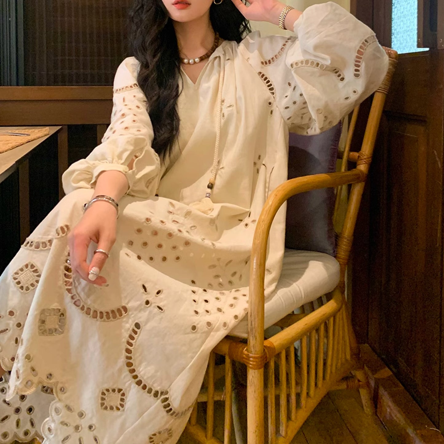 Retro Ethnic Travel Holiday Embroidered Long Dress