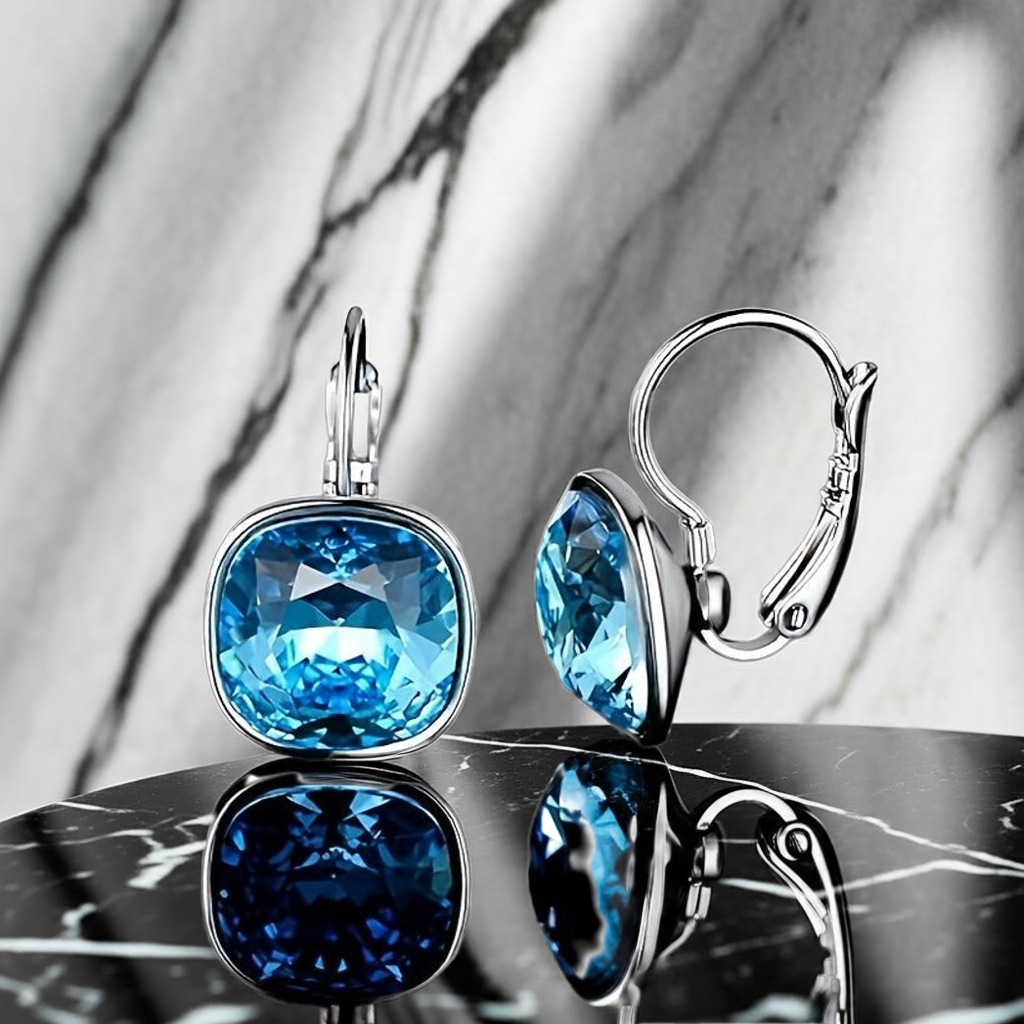 18K White Gold Crystal Plated Hypoallergenic Pendant Earrings For Women's Jewelry