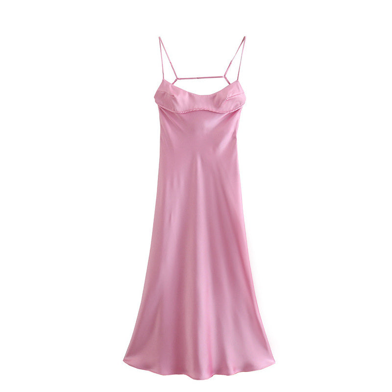 Women Camis Satin Long Dresses Elegant Sleeveless