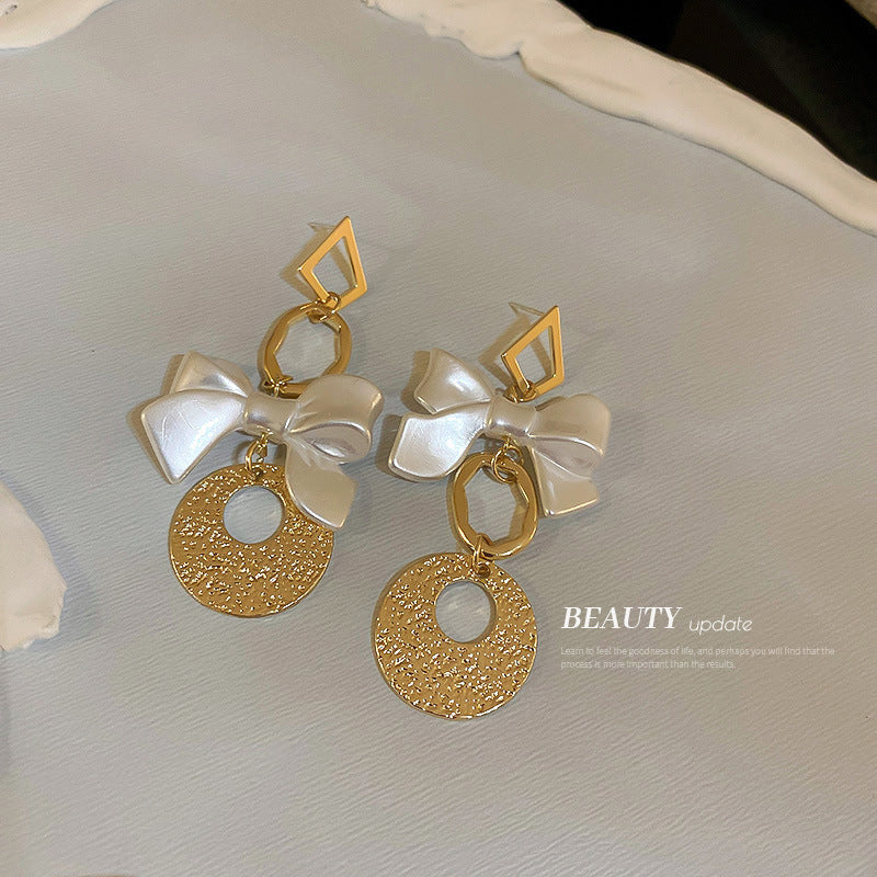 Silver Post Geometric Bow Asymmetrical Earrings
