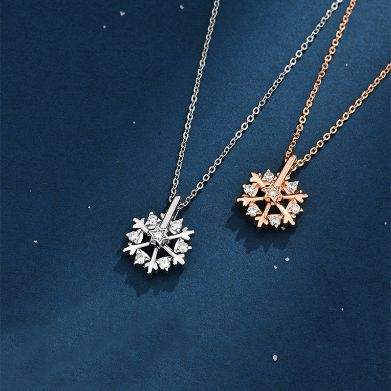 Silver Snowflake Necklace Women