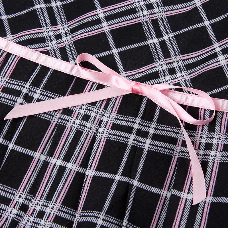 Low Waist Plaid Retro Pleated Skirt