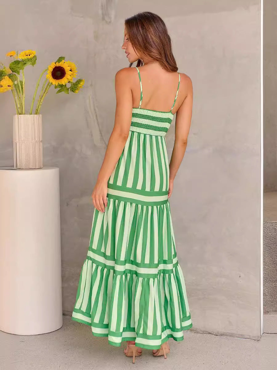 Summer Striped Printed Long Dress