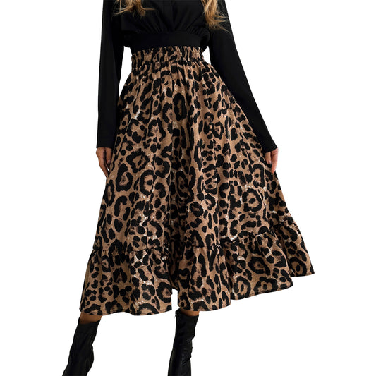 Casual Leopard Print Simple Slim Skirt