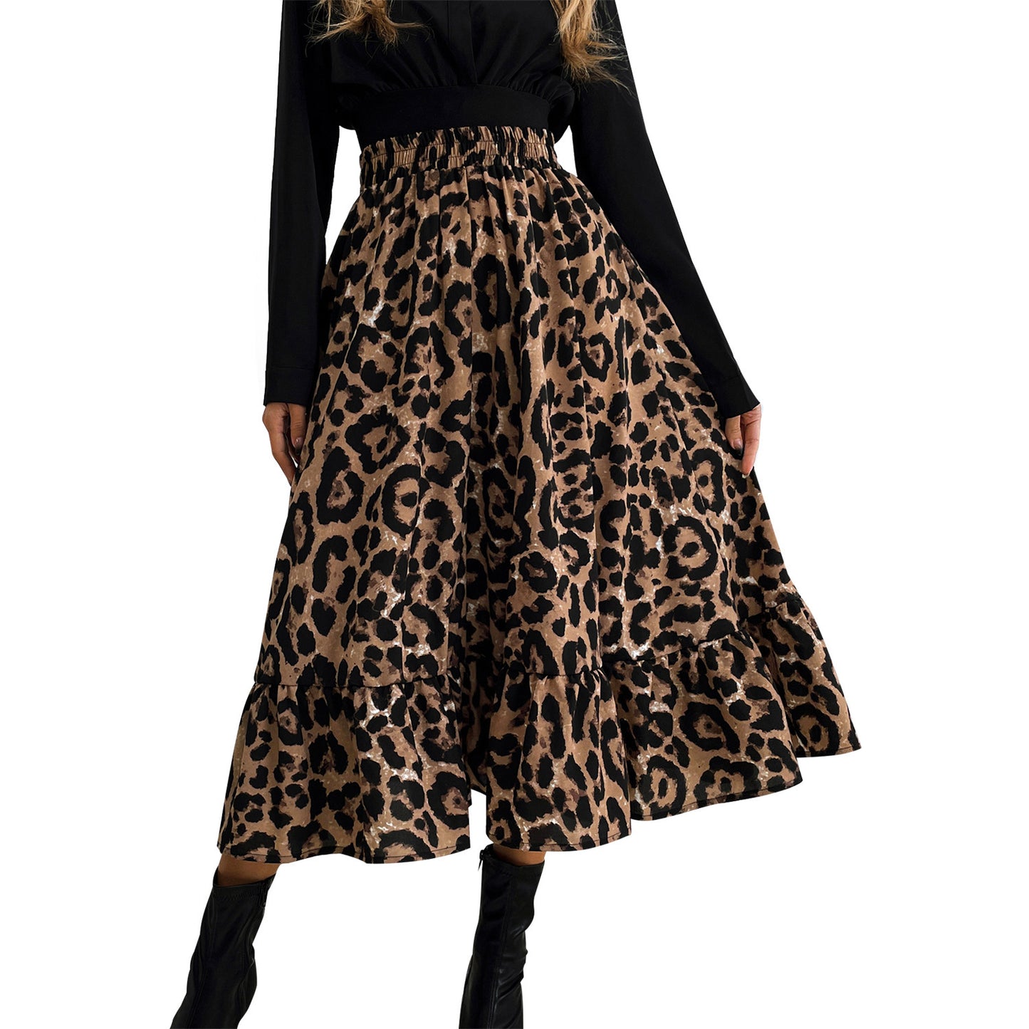 Casual Leopard Print Simple Slim Skirt
